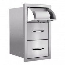 Double Drawer and Paper Towel Dispenser for Stone Outdoor Kitchen